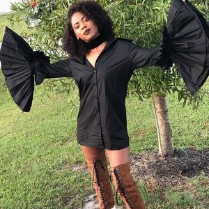 Bat winged button down